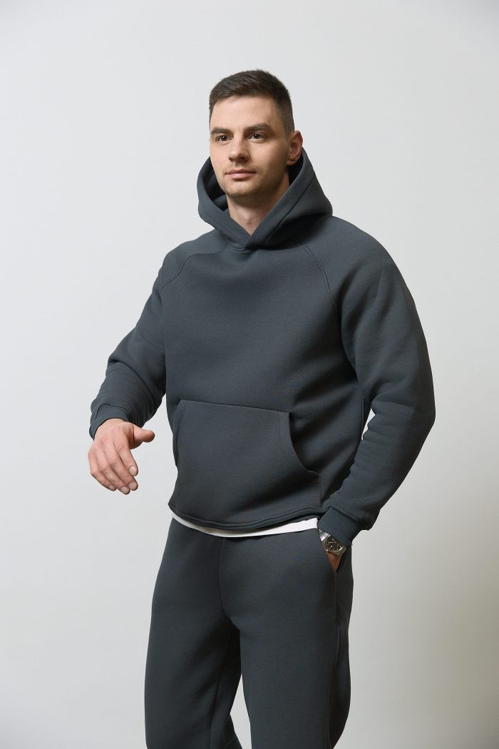 IMG_4005 (1) Костюм реглан з флісом чоловічий графіт Фото - 2