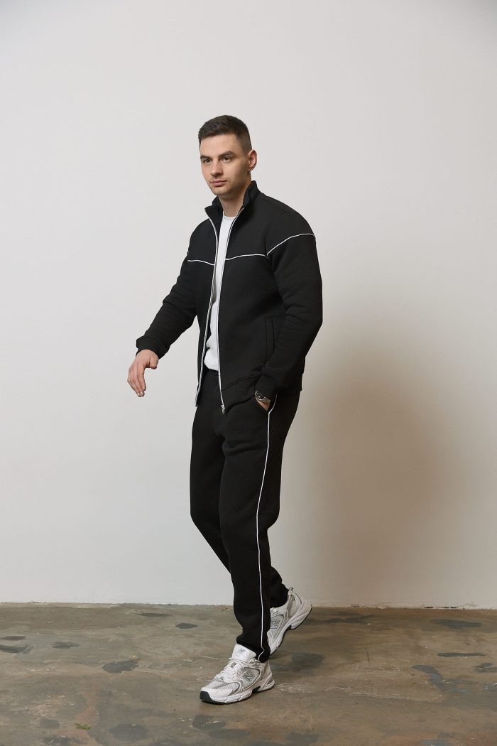 IMG_4014 Костюм з лампасом на флісі чоловічий чорний Фото - 1