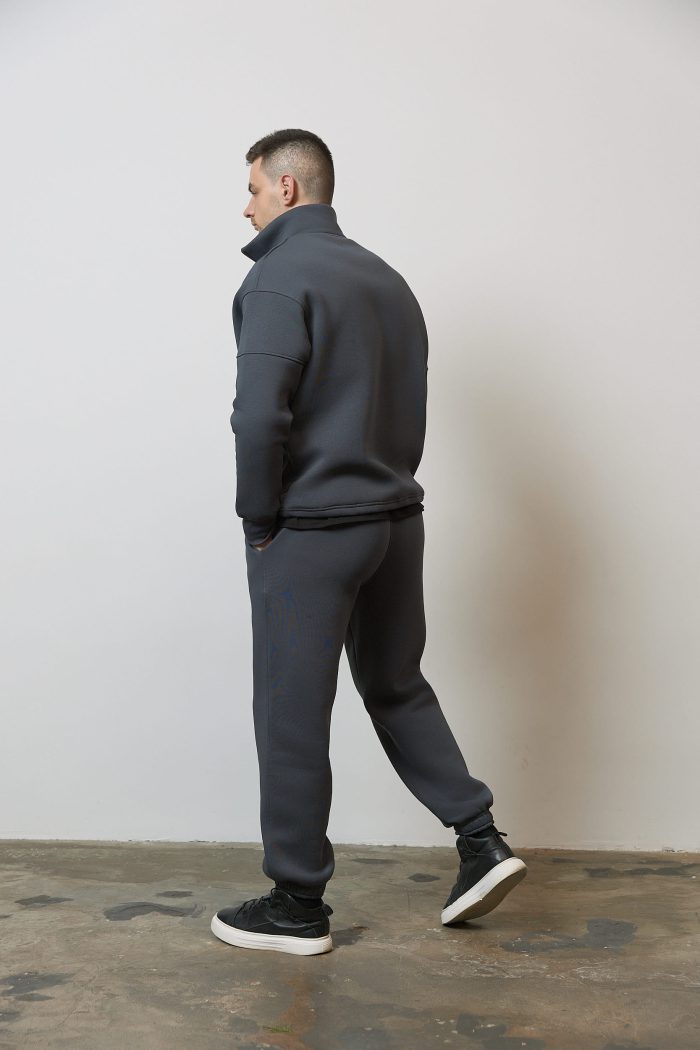 Костюм зі стійкою з флісу чоловічий графіт Фото - 3