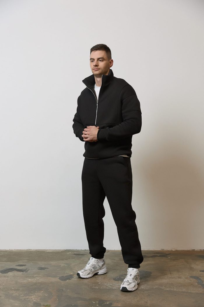 IMG_4044 Костюм зі стійкою з флісу чоловічий чорний Фото - 1