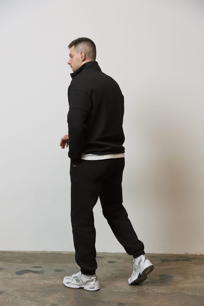 Костюм зі стійкою з флісу чоловічий чорний Фото - 3
