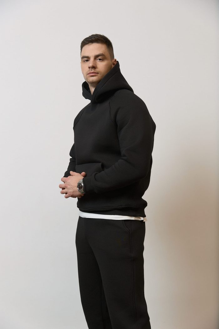 IMG_4069 Костюм реглан з флісом чоловічий чорний Фото - 3