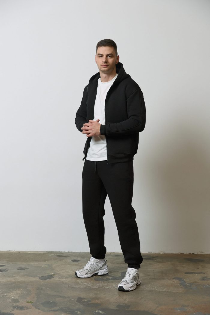 IMG_4086 Костюм на блискавці з флісом чоловічий чорний Фото - 1