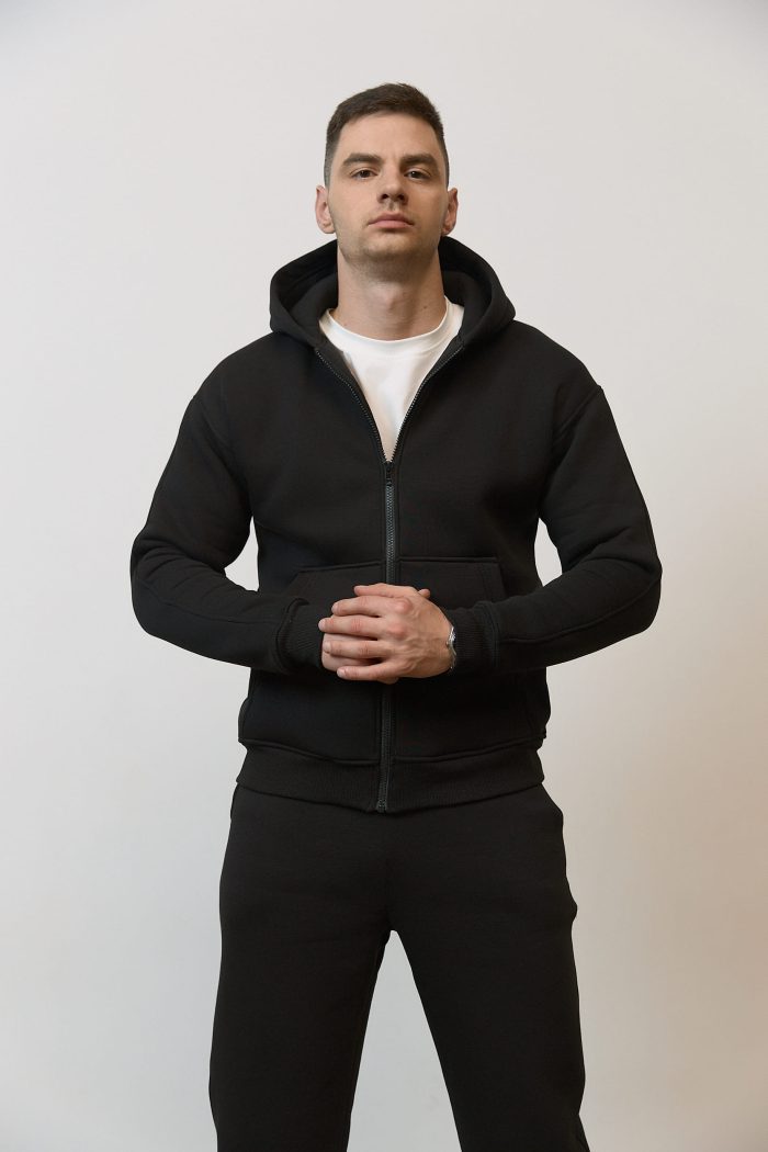 IMG_4094 Костюм на блискавці з флісом чоловічий чорний Фото - 2
