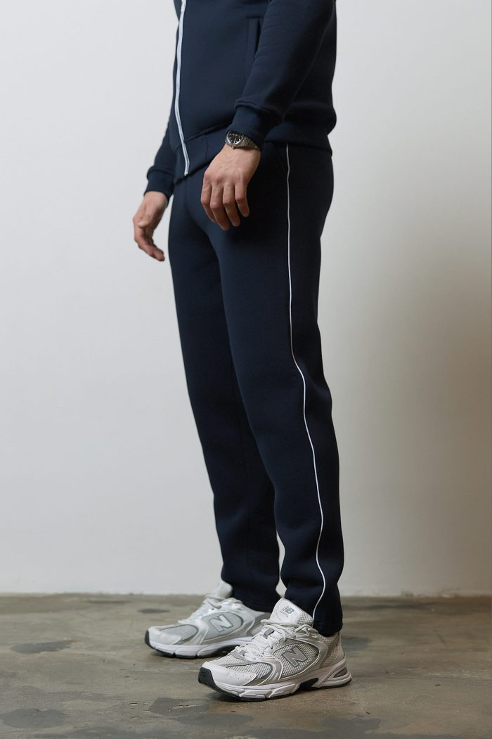 Костюм з лампасом на флісі чоловічий темно-синій Фото - 3