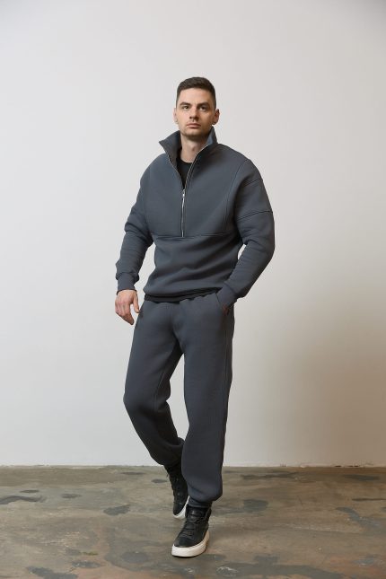 Костюм зі стійкою з флісу чоловічий графіт