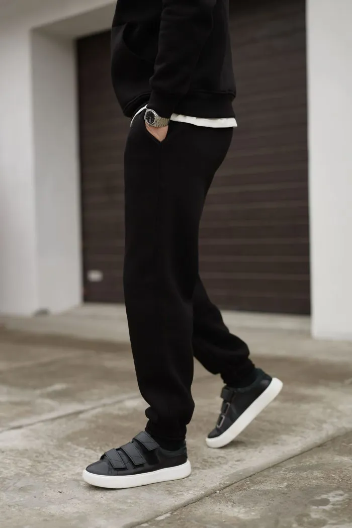 Костюм реглан з флісом чоловічий чорний Фото - 5