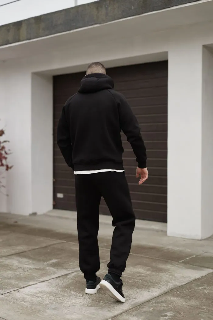 Костюм реглан з флісом чоловічий чорний Фото - 2