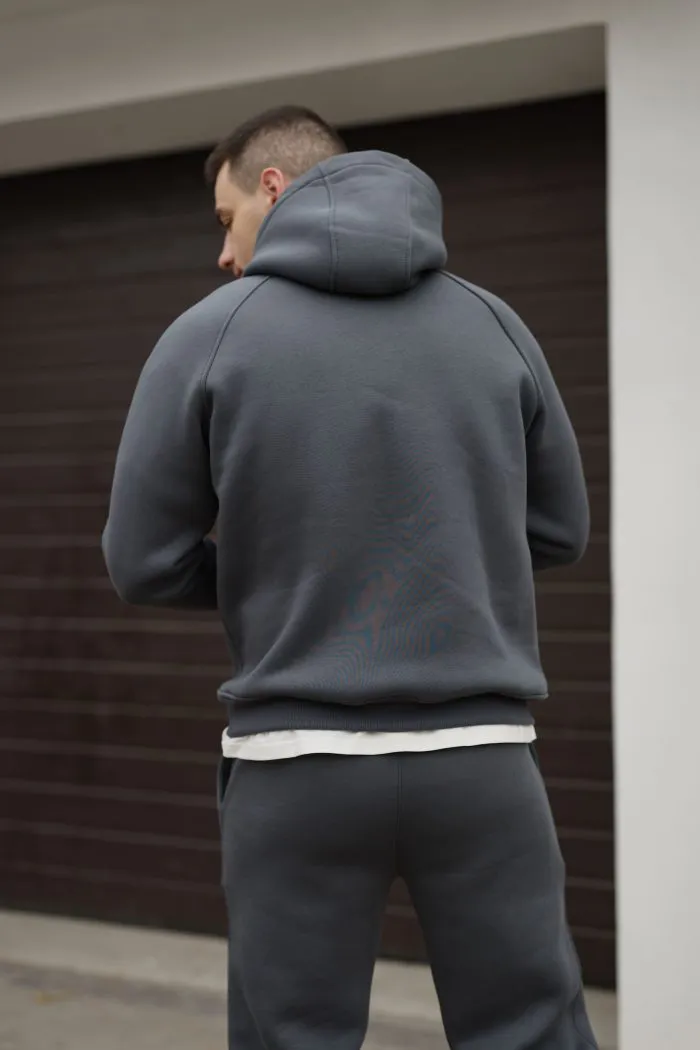 Костюм реглан з флісом чоловічий графіт Фото - 2