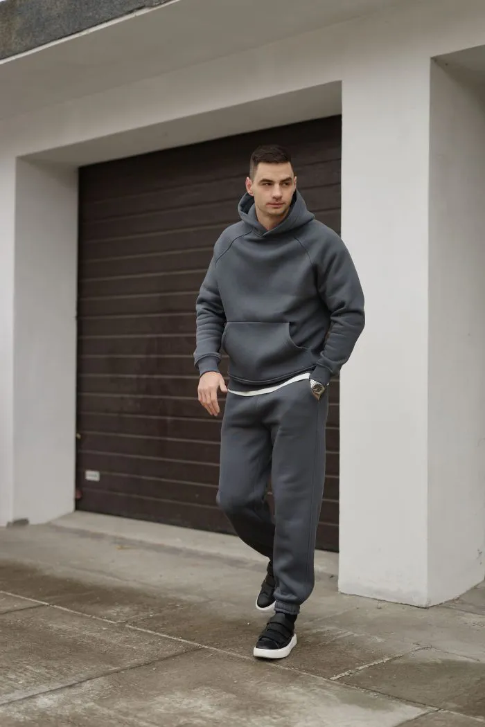 Костюм реглан з флісом чоловічий графіт Фото - 1