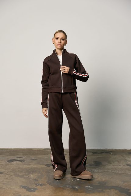 Костюм з кантом на флісі жіночий шоколад