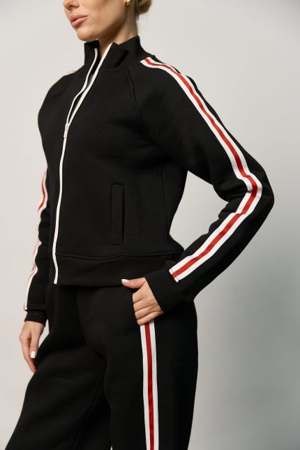 Костюм з кантом на флісі жіночий чорний