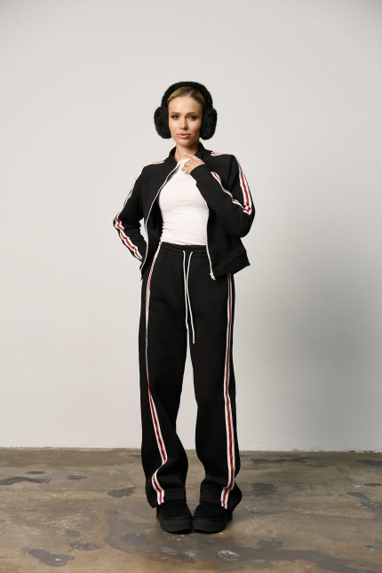 Костюм з кантом на флісі жіночий чорний