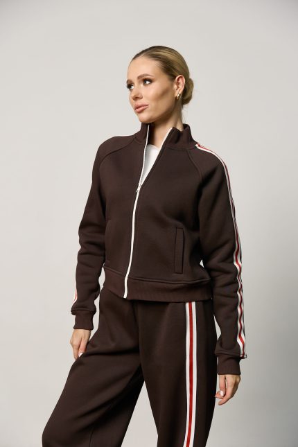 Костюм з кантом на флісі жіночий шоколад