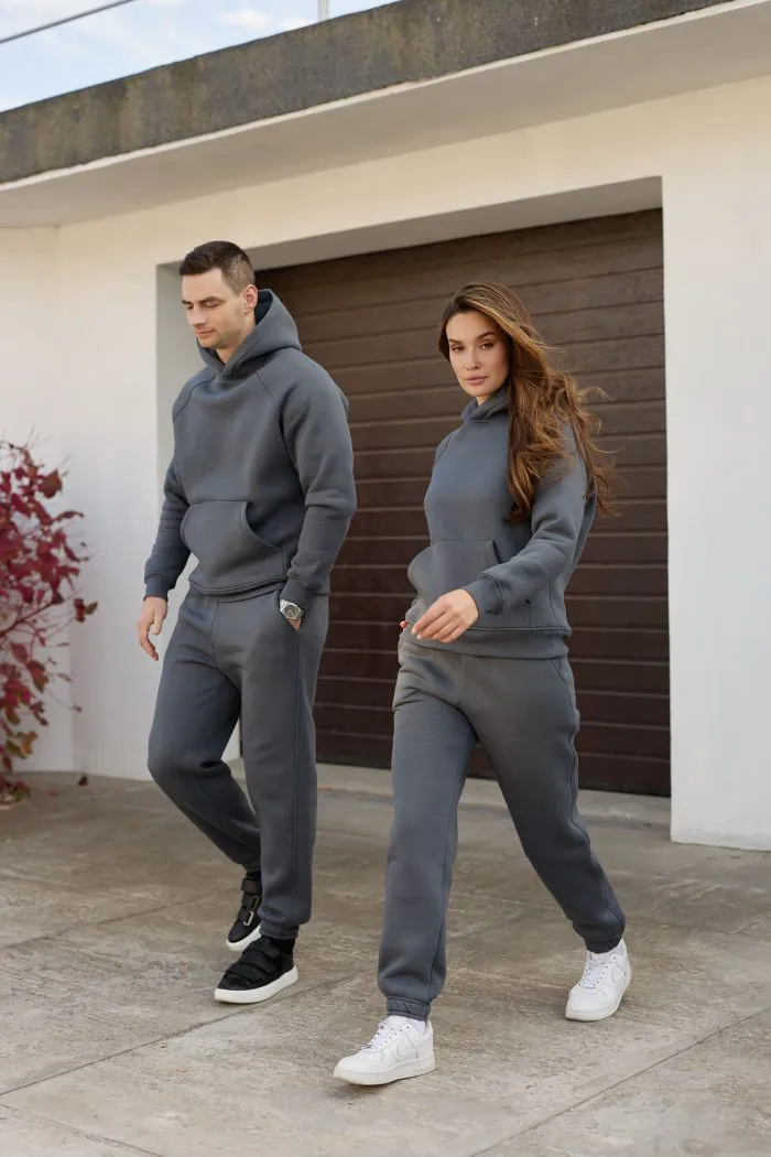 Парні костюми реглан з флісом графіт Фото - 4