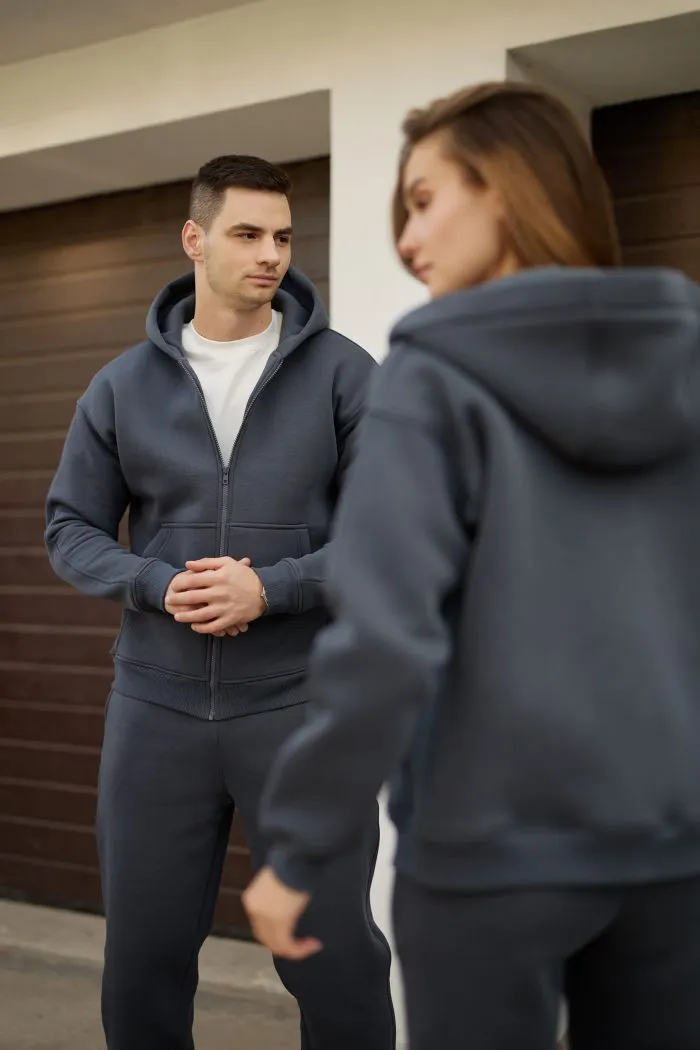 Парні костюми на блискавці з флісом графіт Фото - 3