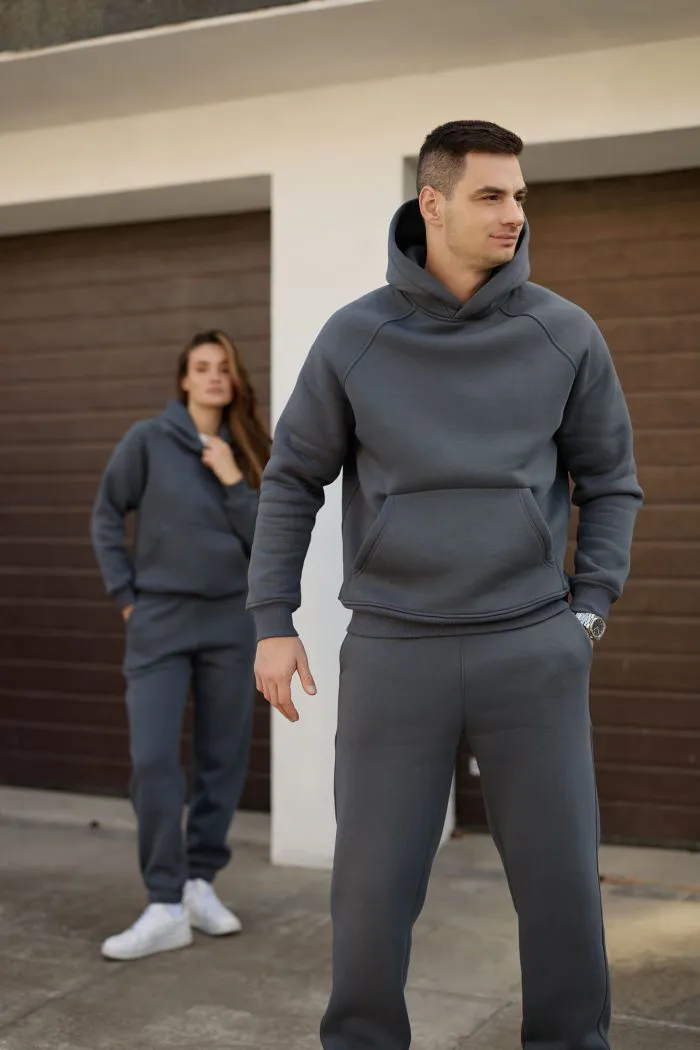 Парні костюми реглан з флісом графіт Фото - 3