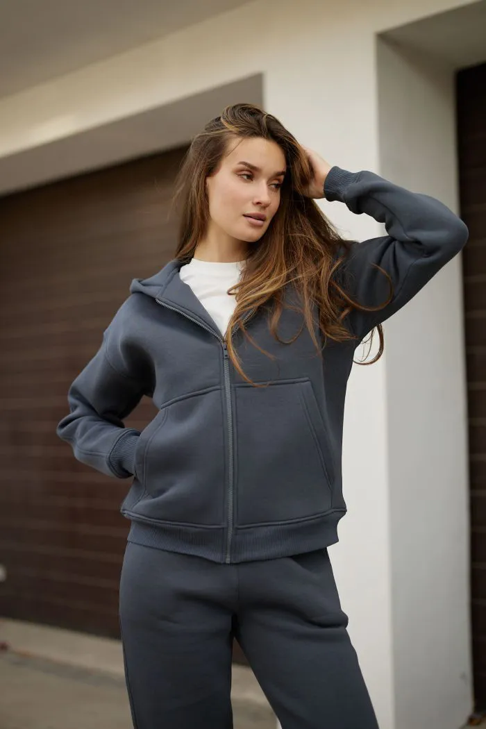 IMG_6101 Костюм на блискавці з флісом жіночий графіт Фото - 5