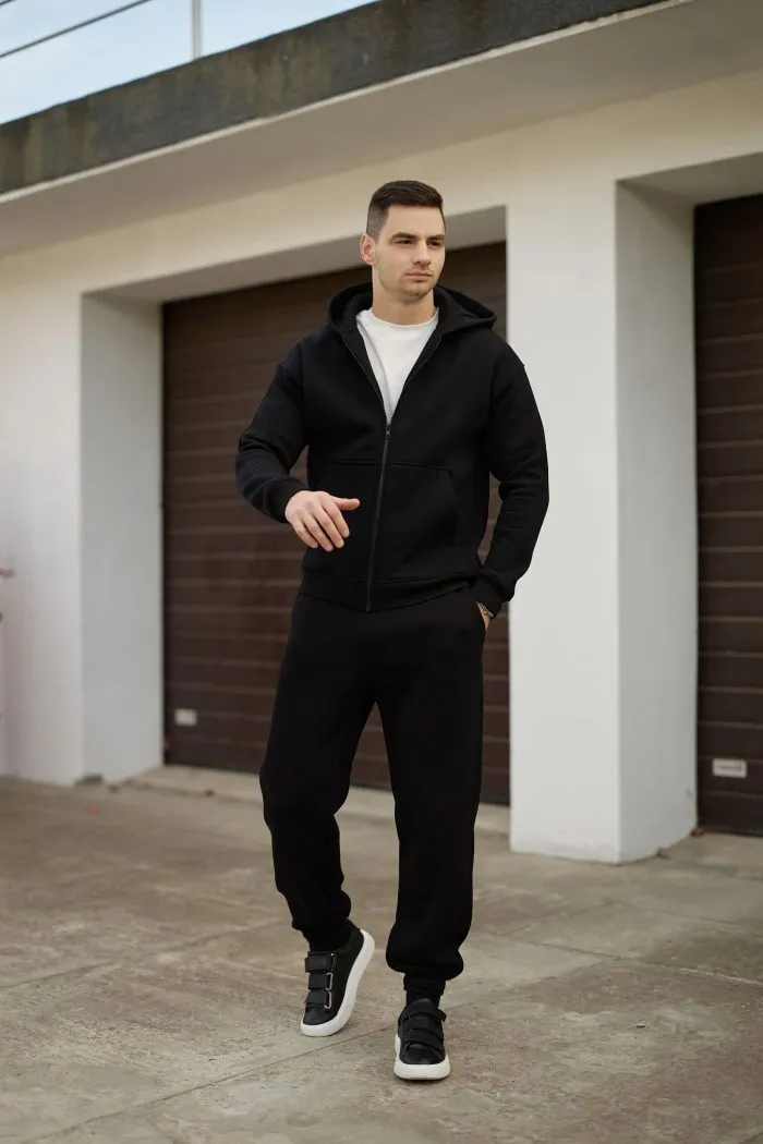 Костюм на блискавці з флісом чоловічий чорний Фото - 1