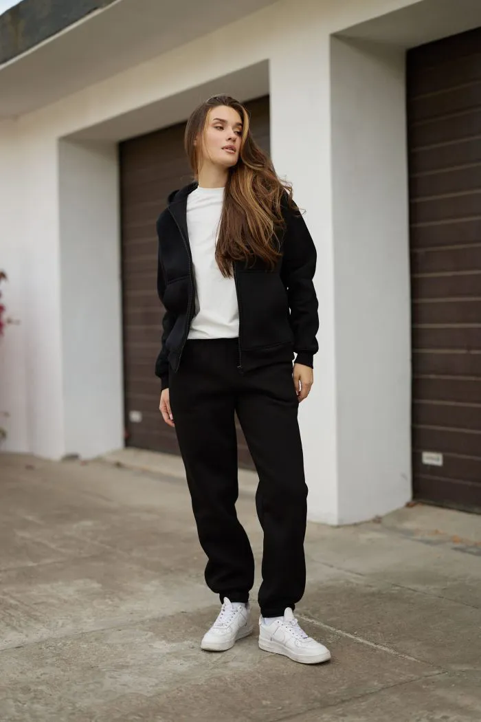 IMG_6138 Костюм на блискавці з флісом жіночий чорний Фото - 1