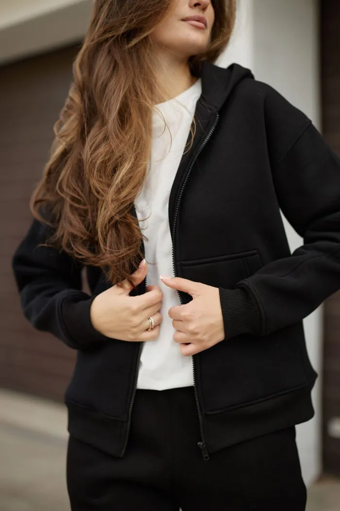 IMG_6195 Костюм на блискавці з флісом жіночий чорний Фото - 4