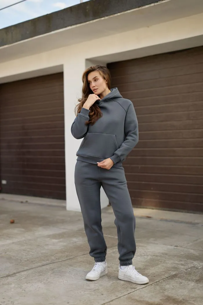 Костюм реглан з флісом жіночий графіт Фото - 1