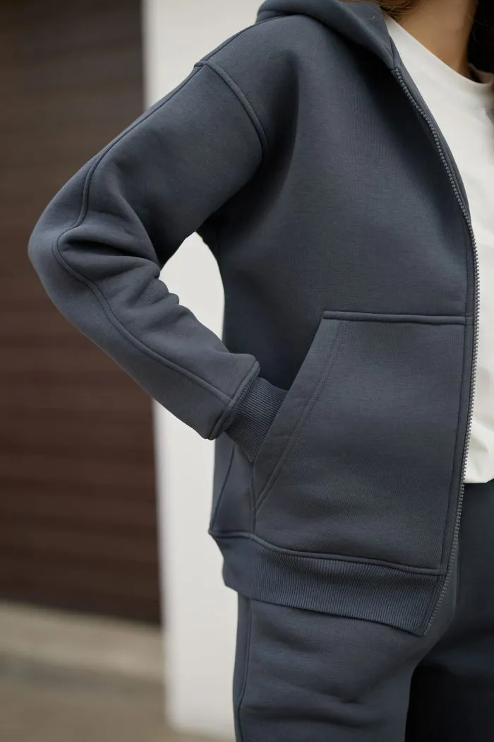 IMG_6290 Костюм на блискавці з флісом жіночий графіт Фото - 3