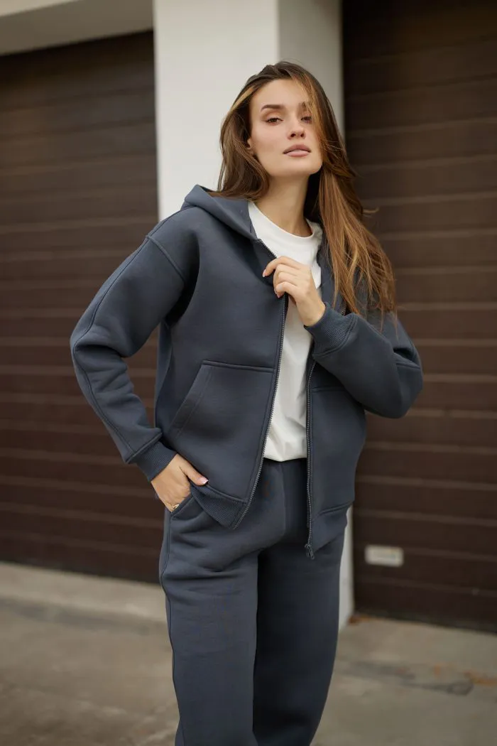 IMG_6334 (1) Костюм на блискавці з флісом жіночий графіт Фото - 2