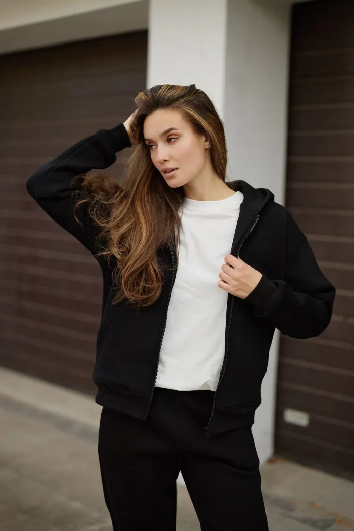 IMG_6384 Костюм на блискавці з флісом жіночий чорний Фото - 2