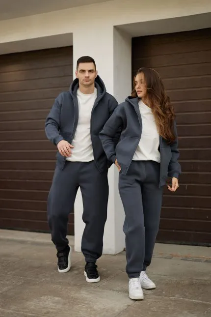 Парні костюми на блискавці з флісом графіт