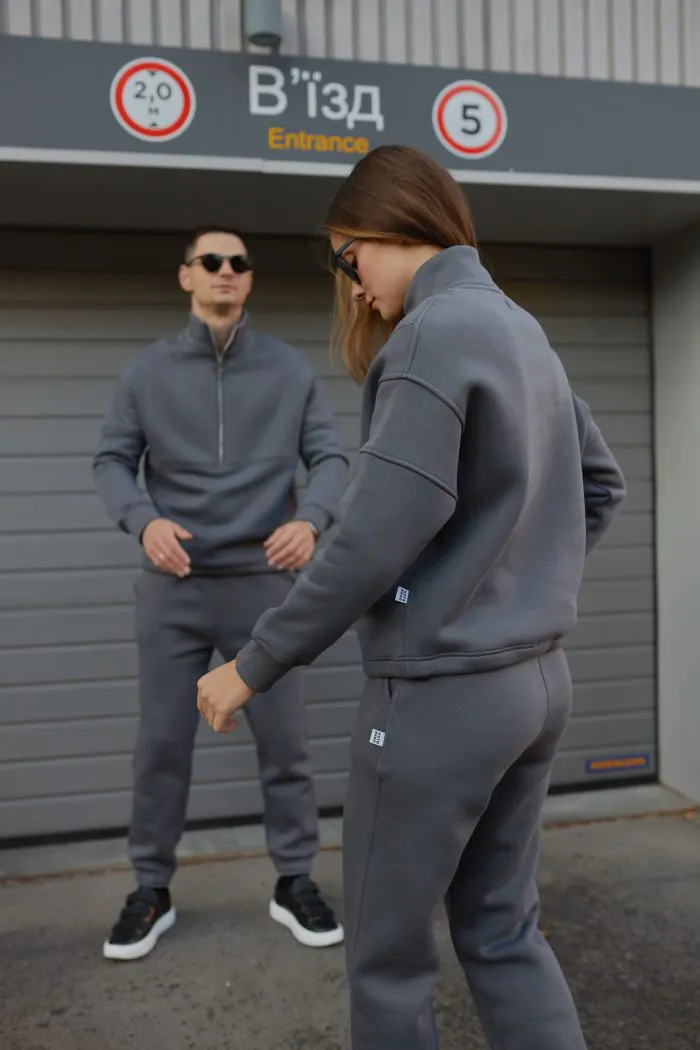 Парні костюми зі стійкою з флісу графіт Фото - 4