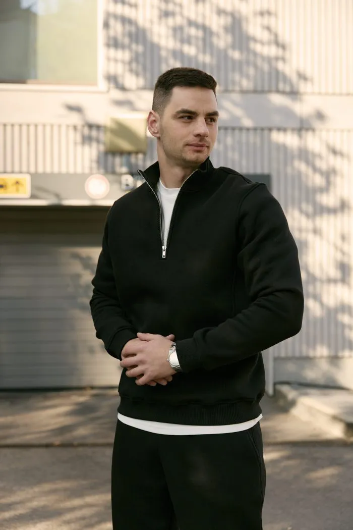 Джемпер на блискавці з флісу чоловічий чорний Фото - 1