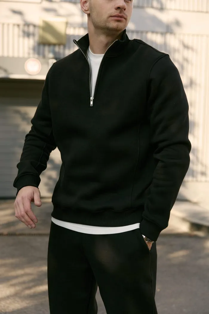Джемпер на блискавці з флісу чоловічий чорний Фото - 3