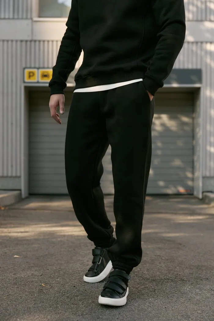 Джогери з флісу чоловічі чорні Фото - 1