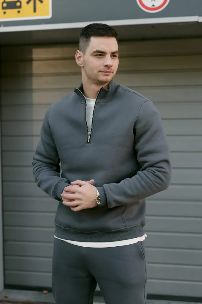 Джемпер на блискавці з флісу чоловічий графіт Фото - 1