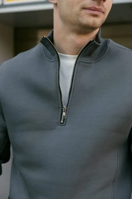 Джемпер на блискавці з флісу чоловічий графіт