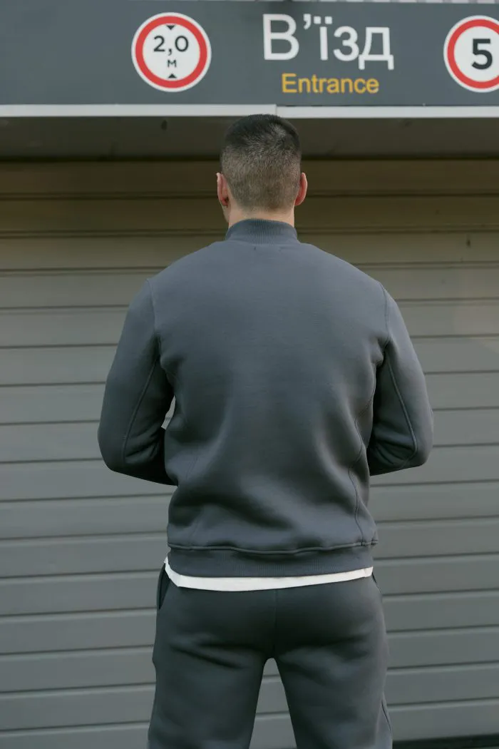 Джемпер на блискавці з флісу чоловічий графіт Фото - 3