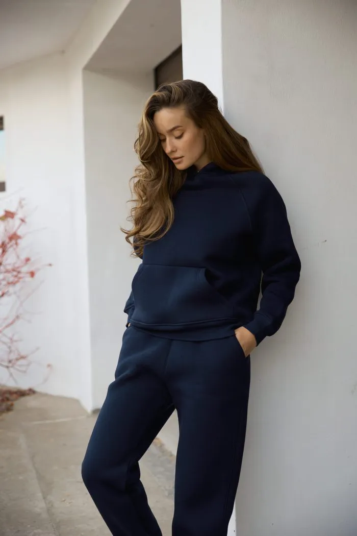 Костюм реглан з флісом жіночий темно-синій Фото - 5