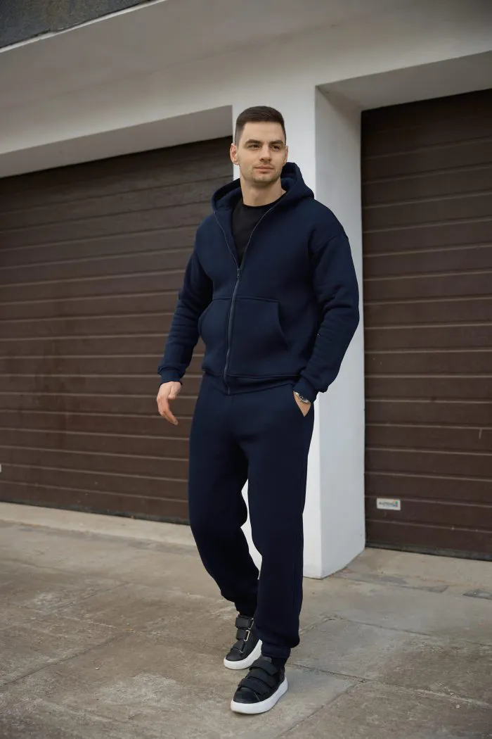 Костюм на блискавці з флісом чоловічий темно-синій Фото - 3