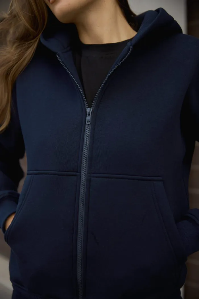 Костюм на блискавці з флісом жіночий темно-синій Фото - 5