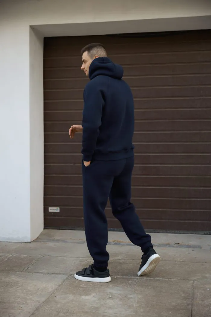 Костюм реглан з флісом чоловічий темно-синій Фото - 3