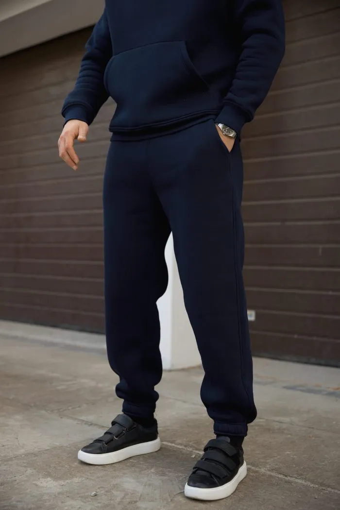 Костюм реглан з флісом чоловічий темно-синій Фото - 4