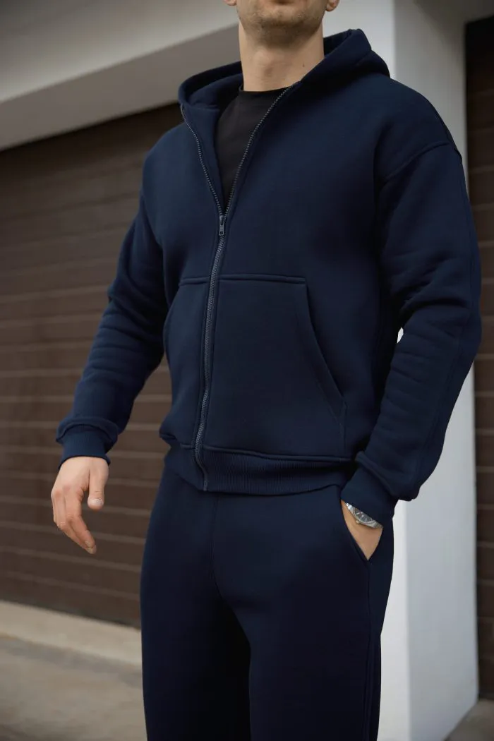 Костюм на блискавці з флісом чоловічий темно-синій Фото - 4