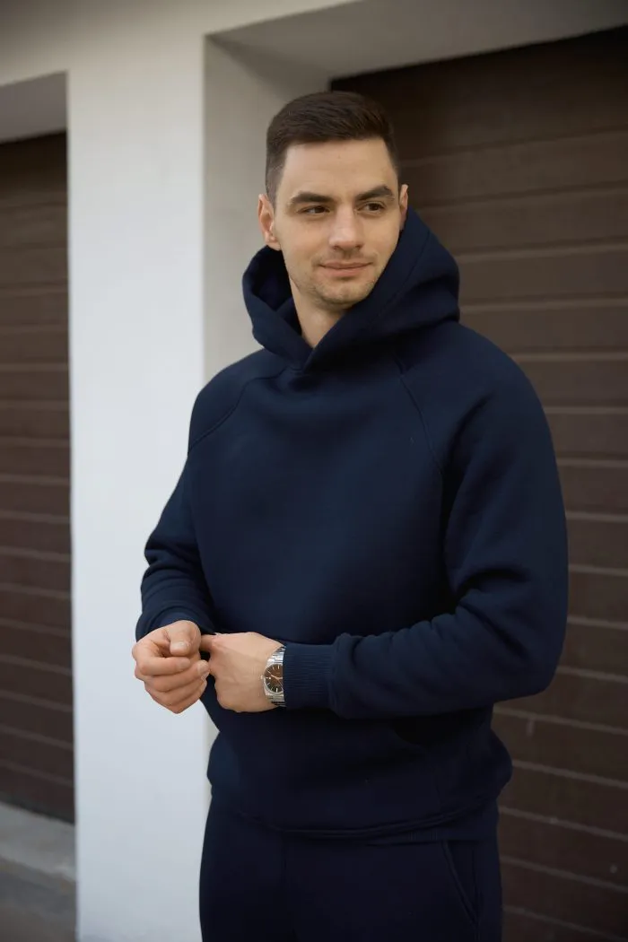 Костюм реглан з флісом чоловічий темно-синій Фото - 2