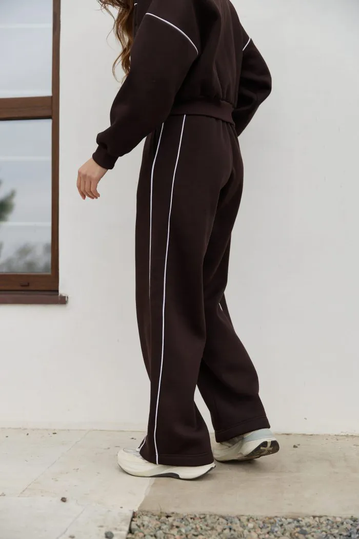 Костюм лампас на флісі жіночий шоколад Фото - 3