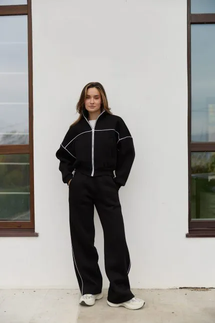Костюм лампас на флісі жіночий чорний