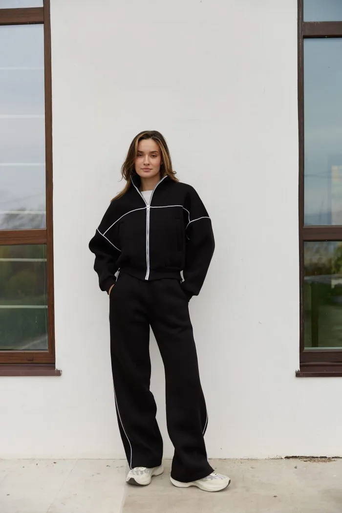 Костюм лампас на флісі жіночий чорний Фото - 1