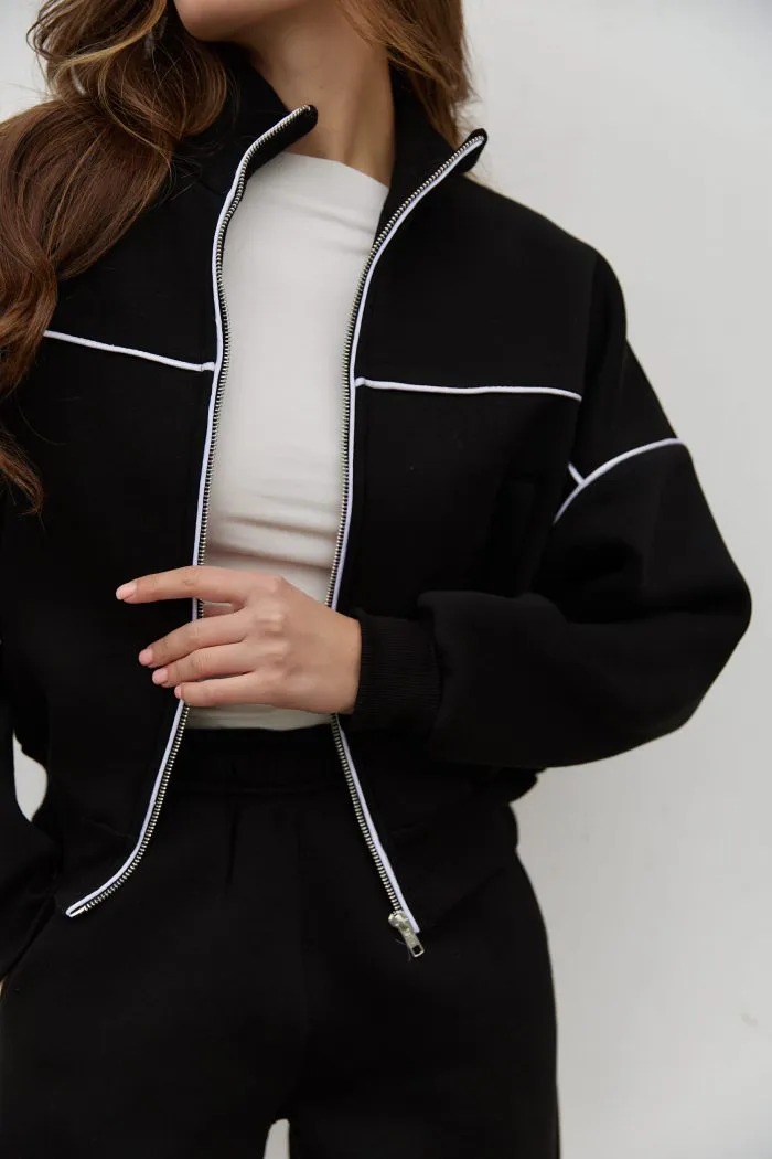 Костюм лампас на флісі жіночий чорний Фото - 4