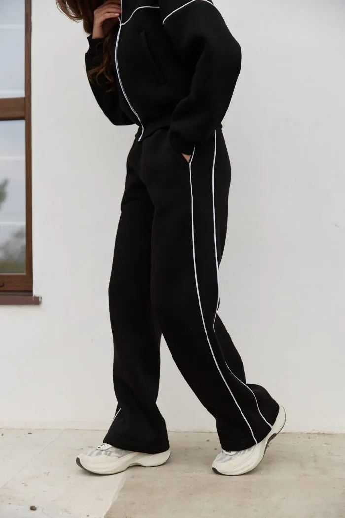 Костюм лампас на флісі жіночий чорний Фото - 2