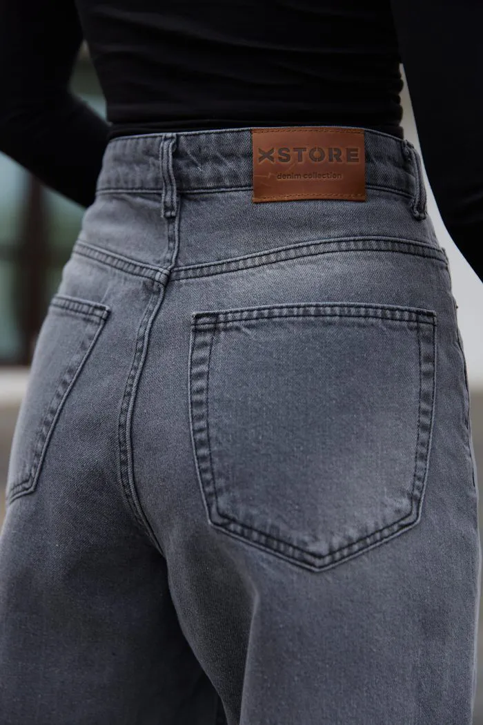 Джинси зі спущеним поясом жіночі графіт Фото - 2